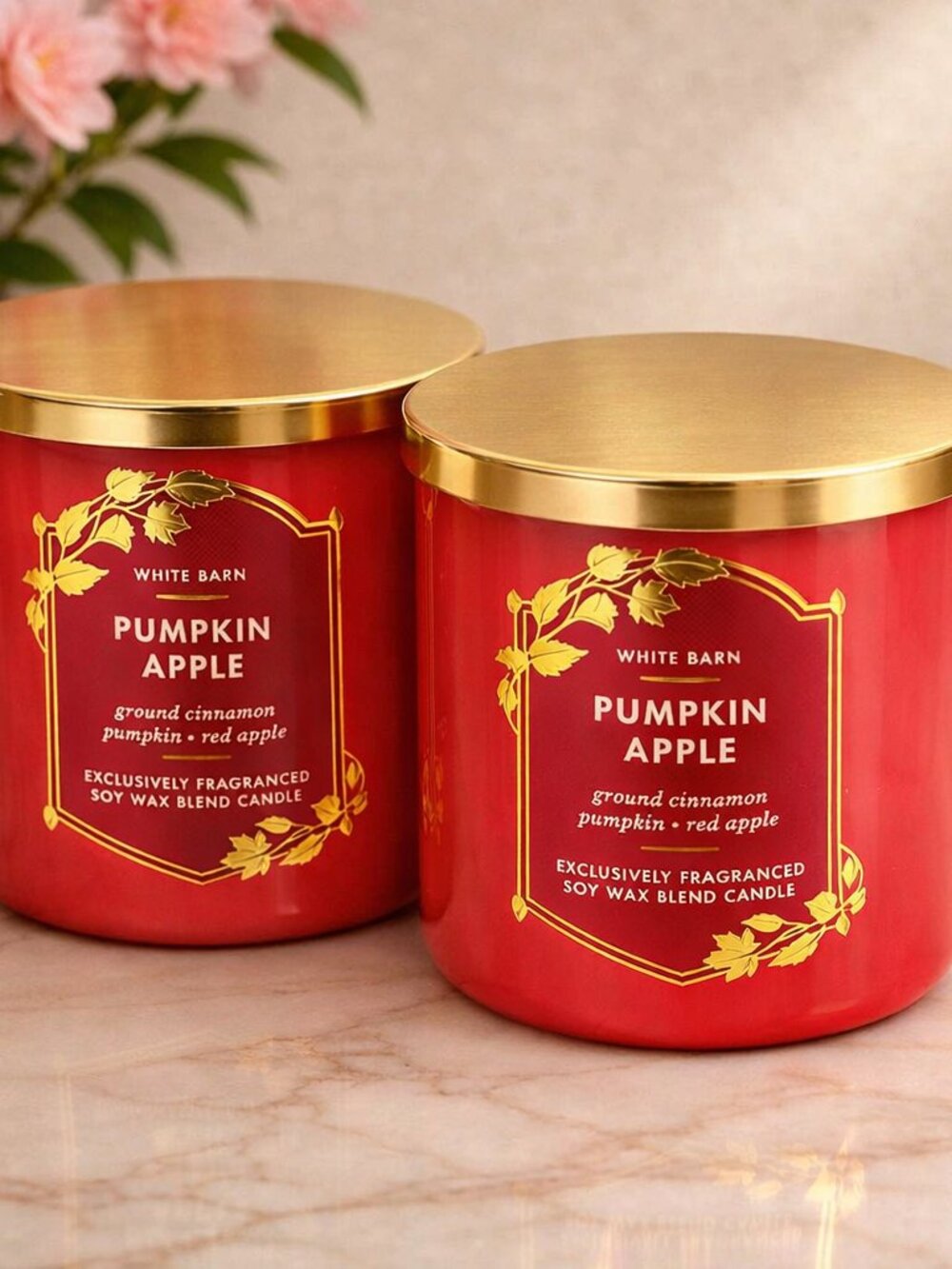 White Barn bath and body works Pumpkin Apple Candle - Red lot of 2 NIB